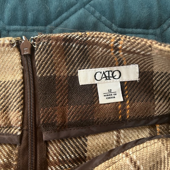 Vintage retro brown plaid skirt - Picture 4 of 7